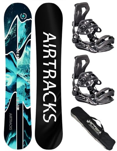 Airtracks Snowboard-Set Herren Snowboard Wide Distance Freestyle Freeride 150 - Snowboard Bindung Master XL - SB Bag
