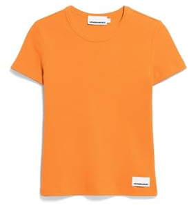 ARMEDANGELS Damen RIPP-T-Shirt aus Bio-Baumwoll Mix KARDAA Slim Fit Light Tangerine