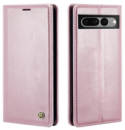 phase9 Handyhülle für Google Pixel 7 Pro Klapphülle Magnetverschluss RFID-Schutz Kartenfächer Geldfach Standfunktion Vintage Schutzhülle Rosa