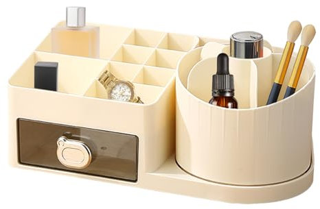 Irtyif Organizer Trucchi Rotante 360°, Porta Trucchi Organizer Bagno 2 in 1 Makeup Organiser per Profumi, Skincare, Cosmetici, Bagno, Camera Letto (22.5 * 12 * 11cm)