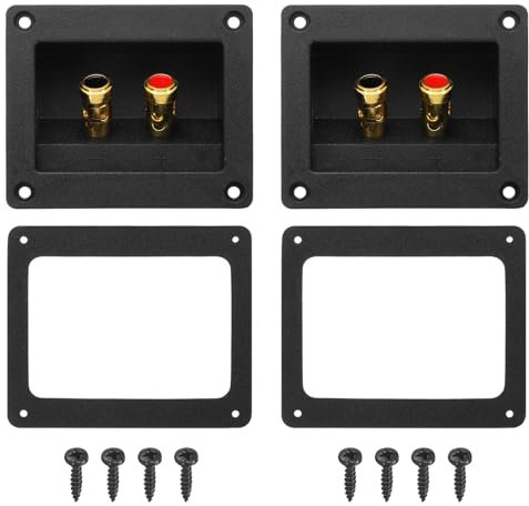 sourcing map 2Pcs 3 Inch Square Speaker Box Terminal Cups, 2-Way Subwoofer Plug Connector Double Binding Posts Spring Loaded Jack for Car Stereo Speaker Wire Sub Box