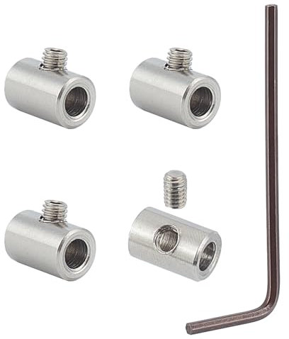 NICENEEDED Juego de Abrazaderas para Cable de Acero con Orificio de 3mm, 4 Abrazadera de Cable de Acero Inoxidable con Un Orificio