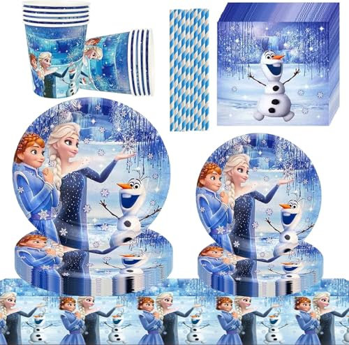 Partygeschirr Set,Partyteller Geburtstag Geschirr,Jungen Mädchen Kindergeburtstag Geschirr Set mit Teller Becher Servietten,Party Geschirr für 16 Gäste-D