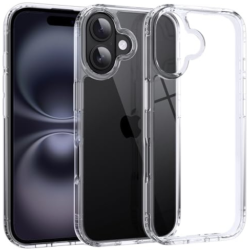 Supdeal Stoßfeste Klar Hülle für iPhone 16 Plus, [Kamerasteuerung Button] [10FT Militärischer Fallschutz] Hart Durchsichtig Silikon Kante Eckenairbags Fallschutz Handyhülle, 6,7 Zoll, Transparent
