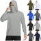 Sun Hoodie Herren UV-Schutz Langarm T-Shirt mit Maske und Kapuze Schnelltrocknend UPF 50+ Kapuzenpullover Sommer Sonnenschutz Funktionsshirt Atmungsaktiv Rashguard Leichte Kapuzenshirt für Angeln