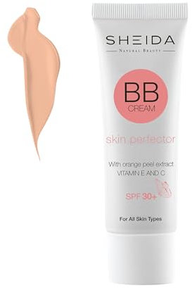 SHEIDA BB Creme, Getönte Tagescreme mit SPF 30+, 24h Feuchtigkeit und Hautoptimierer für einen ebenmäßigen Teint, angereichert mit Vitamin E & C (extra Light, 50 ml)