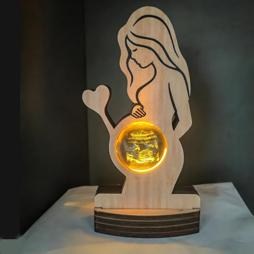 Bykiyevm Lámpara de fotos de ultrasonido personalizada, bola de fotos de cristal personalizada en 3D, marcos de madera con imagen de ultrasonido, luz nocturna LED personalizada, primer recuerdo del