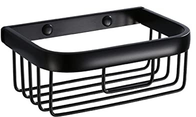 SEWACC Badezimmer Wandregal Organizer Rostfreier Space Aluminium Drahtkorb 18,5cm Schwarz Make up Und Kosmetik Aufbewahrung Platzsparend