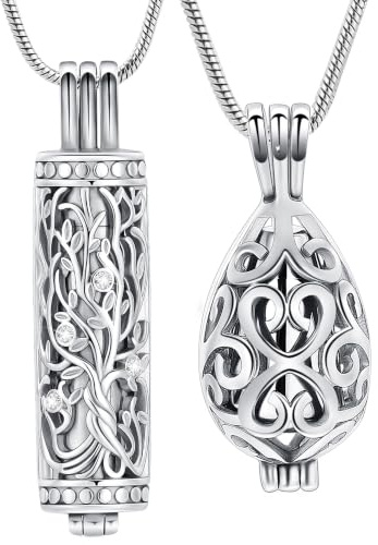 VCCWYQK Hollow Jar Urn Necklace for Ashes Forever in my heart Memorial Locket Pendant Cremation Jewelry for Women Men, one size, Stainless Steel, No Gemstone