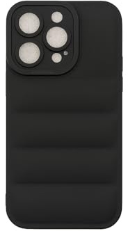 Puffer Case for iPhone 16, Soft Flexible Cover, Shockproof, Black (Black, iPhone 16 Pro Max)