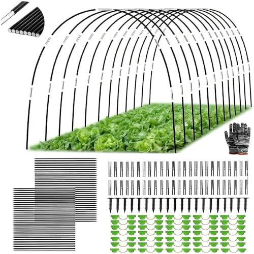 70 PCS Pflanztunnel Bögen, Bögen für Hochbeet, Abnehmbar Folientunnel für Hochbeet, Tunnelbögen Hochbeet, Gewächshaus Bogen 6mm mit Kunststoff umwickelt, Gewächshaus Reifen, Gartentunnel Bögen