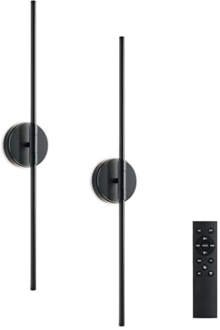 [2 Stück] Wandleuchte Akku Innen Rund mit Fernbedienung, 360° Drehbar Wandlampe Ohne Stromanschluss, 4000mAh LED Wandleuchten Dimmbar mit Touch & Timer, Kabellos Ohne Bohren für Schlafzimmer Flur