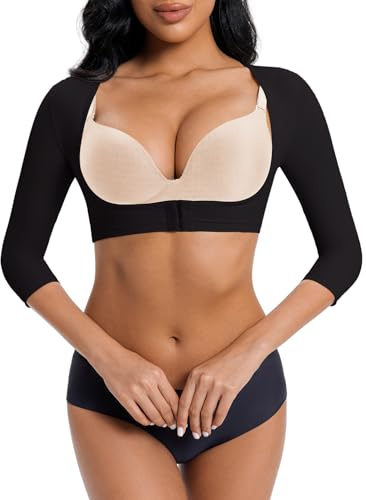 DEHORU Women Upper Arm Shaper Arm Compression Sleeve Shapewear Top(BK M)