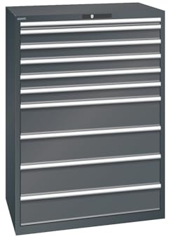kaiserkraft | ESD-Schubladenschrank | BxTxH 1023 x 725 x 1450 mm | 10 Schubladen | Traglast 200 kg / 1 x 50 mm mit 75 kg | anthrazitgrau
