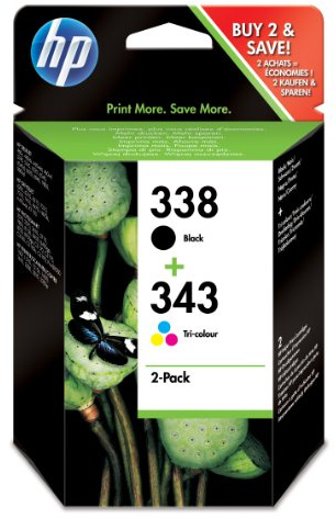 HP 338/343 Black Cyan Magenta Yellow Ink Cartridge 480 Pages 1.5 20-80% 0-40°C 5-95%