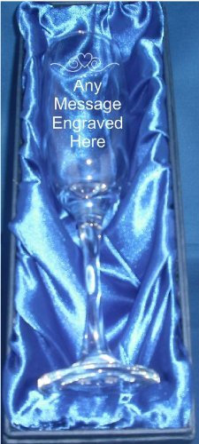 [Custom] Personalised Engraved Wedding Heart Large 210ml Champagne Flute cf4 in Silk Lined Gift Box CF4