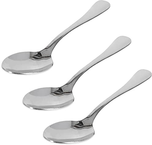 Quttin - Set 3 Cucharas de Mesa de Acero Inoxidable de 2 mm. Bordes lijados y pulidos. Pulido brillo espejo. Colección Classic