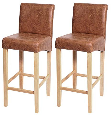 Mendler 2er-Set Barhocker HWC-C33, Barstuhl Tresenhocker, Holz - Wildlederimitat, helle Beine, Stoff/Textil