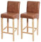 Mendler 2er-Set Barhocker HWC-C33, Barstuhl Tresenhocker, Holz - Wildlederimitat, helle Beine, Stoff/Textil