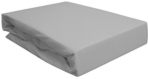 Spannbettlaken für Wasserbett/Boxspring/Übergrößen 180-200x200-220 cm Silber/Hell Grau (Silber/Silver)