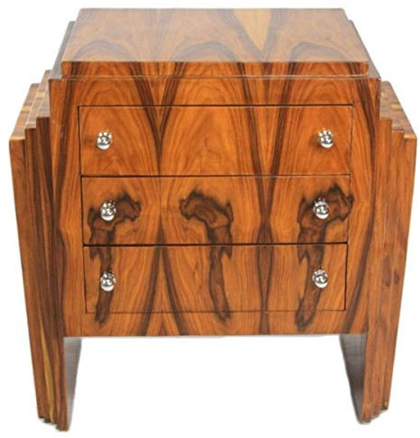 Casa Padrino Art Deco Kommode Mahagoni - Handgefertigt aus Massivholz - Nachtschrank Nachttisch Kommode