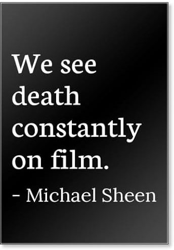 We see dead always on film. Kühlschrankmagnet Michael Sheen, Zitate, Schwarz