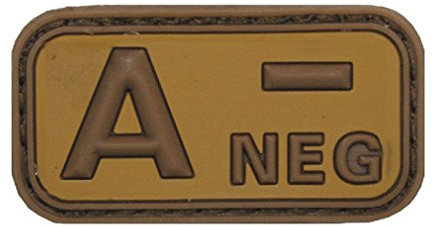 Copytec A Neg Patch 3D Rubber Emblem Blutgruppe Null Aufnäher Klett Uniform Einsatz Bundeswehr Army Tropen ISAF Tarn 5cmx2,5cm #20483