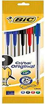 Bic 802054 Stick Ballpoint Pen Black Ballpoint Pen – Ball Point Pens, Blue, Green, Red 5pièce (S) (0.4 mm Stick Ballpoint Pen, 1 mm, Black, Blue, Green, Red, Transparent, Medium)