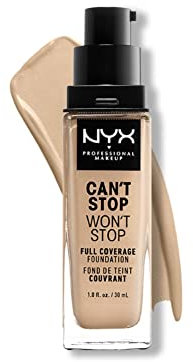 NYX Professional Makeup Can't Stop Won't Stop Full Coverage Foundation, Langanhaltend, Wasserfest, Vegane Formel, Mattierter Teint, Farbton: Warm vanilla