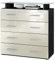 Vladon Sideboard Pavos V2, Kommode mit 4 Schubladen und Glasablage, Schwarz matt/Creme Hochglanz (76 x 81 x 35 cm)