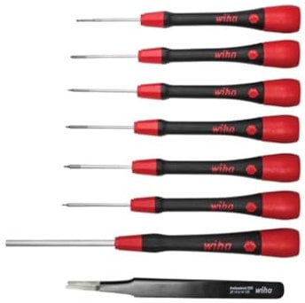 Wiha Feinschraubendreher Set PicoFinish®, 8 tlg. inkl. Pinzette, Reparatur-Set für Smartphones, Tablets, PCs, Konsolen, Kameras, Uhren, Brillen (42995)