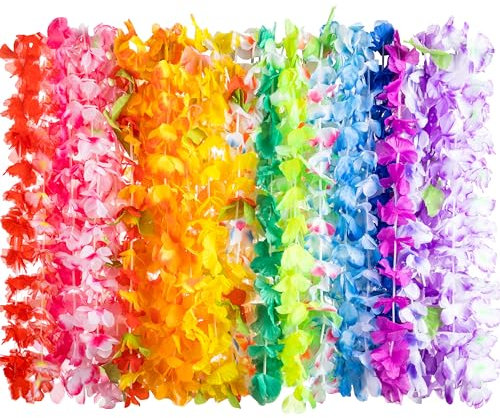 JOYIN 60 Stücke Hawaii Blumenketten Hawaiikette Halskette, Tropischen Hawaiianischen Luau Blumen Lei für Kleid, Party Favors, Strand und Themenbezogenen Geburtstag (5 Dutzend)