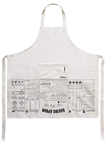 Suck UK Baking Aprons Hornear, guía Chef, Delantal de Cocina, Longitud Completa, Lona de algodón 100% sin blanquear, Lavable a máquina, Unisex, Blanco