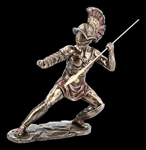 Unbekannt Römische Gladiator Figur - Murmillo im Kampf mit Speer und Helm Veronese | Deko-Figur, Deko-Artikel, Skulptur, Statue, H 24 cm