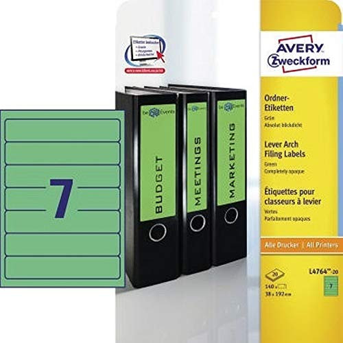 Avery Zweckform Ordneretikett L4764-20 38x192mm grün 140 St./Pack.