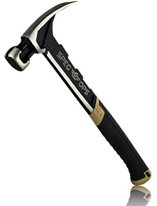 Spec Ops - SPEC-M22CF Tools Framing Hammer, 22 oz, artiglio strappo, faccia zigrinata, impugnatura ammortizzante, 3% donato ai veterani nero/marrone chiaro