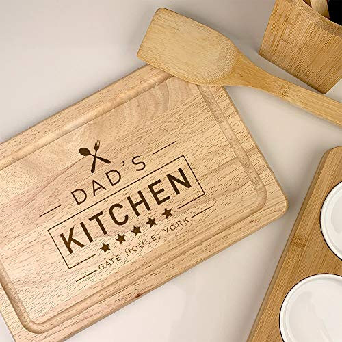 eBuyGB Personalised Rectangle Chopping Board, Dad's Five Star Kitchen, Custom Father's Day Gift, Wooden Cheeseboard, Cutting/Serving Board, Birthday Present, New Home