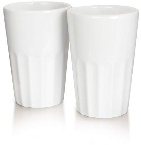 Mahlwerck Porzellan Latte Macchiato oder Cappuccino Becher, Kaffee-Tasse French Style, weiß, 400 ml, 2er Set