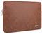 RAINYEAR 14 Inch Laptop Sleeve Protective Case PU Suede Leather Zipper Padded Cover Water Resistant Carrying Bag Compatible with 14 Notebook Computer Chromebook(Brown)