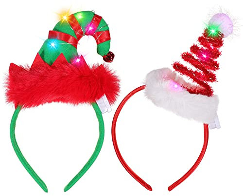 FRCOLOR 2 Stück Weihnachtsbaum Stirnband Weihnachtsstirnbänder Weihnachten Headwears Santa Headwear mit Glocken für Weihnachtskostüme Zubehör Holiday Party Favors