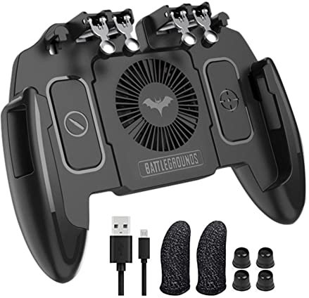 PUBG Mobile Controller Joystick Turnover Button Gamepad for PUBG iOS Android Six Finger Operating Gamepad With Cooling Fan