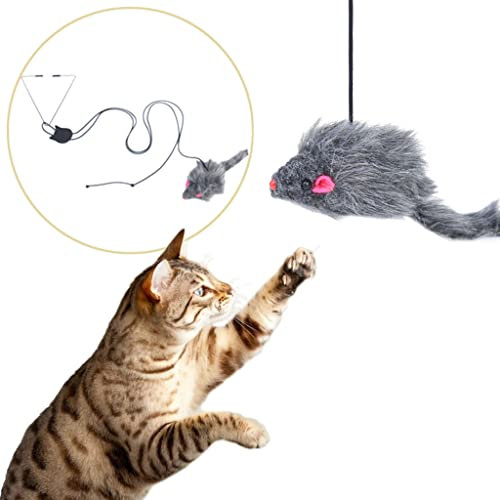 PAPIEEED Katzenspielzeug, selbstunterhaltend, zum Aufhängen, einziehbar, für Katzen, interaktive Maus