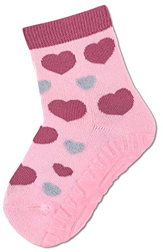 Sterntaler Baby Mädchen Fliesen Socken Baby FLI AIR Herzen Strümpfe - Fliesen Rutsch Socken Baby - mit Herzen Motiv und Vollplüsch - rosa, 20