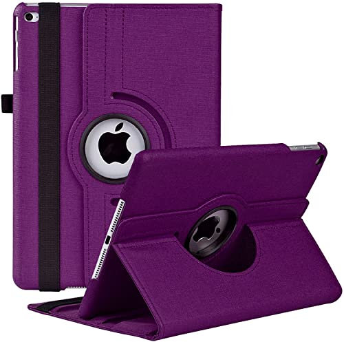 ülle für iPad Air 2/Air 1/iPad 9,7 Zoll 2018/2017 (5./6. Generation), 360 Grad Verstellbare Schutzhülle mit Multi-Winkel Viewing und Auto Schlaf/Wach Funktion (Violett)