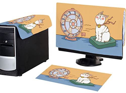 WAYUTO 3Pcs Computer Dust Cover Set Keyboard Computer Host Pc Monitor Tower Protector Dust Proof Computer Case Covers for Desktop CPU Cat 24Inch