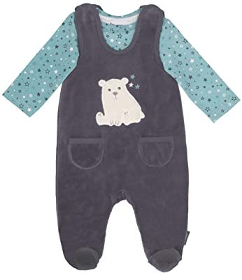 Sterntaler Baby Jungen Strampler-Set Strampler-Set Nicki Eisbär Elia - Strampler Baby, Babybody, Babykleidung - dunkelgrau, 50