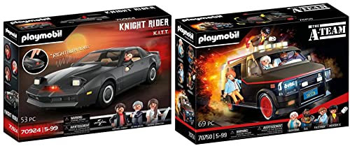 PLAYMOBIL 70924 Knight Rider - K.I.T.T., Mit original Licht und Sound & 70750 The A-Team Van - im ikonischen Design, Für A-Team Fans, Sammler und Kinder, 5-99 Jahre
