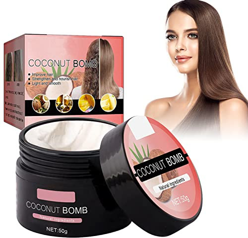 Cynamus Haarmaske, Haarmaske mit natürlicher Kokosöl, Kokosnuss Deep Conditioner für Trockenes, Geschädigtes Haar, Spendet Intensive Feuchtigkeit Verbessern Sie Den Glanz,50MLhair mask