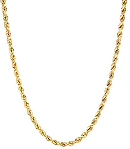 Source 20 inch 18ct Gold plated 2mm thick Braided Rope Chain Necklace