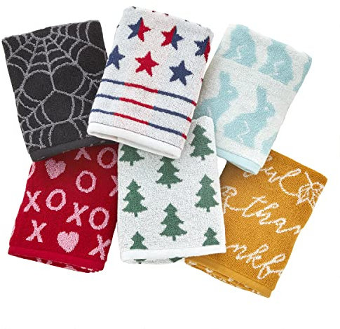 SKL Home Saisonales Jacquard-Handtuch-Geschenk-Set, 6 Stück, Mehrfarbig